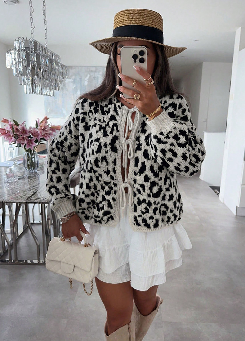 Черно-белый демисезонный кардиган SHEIN