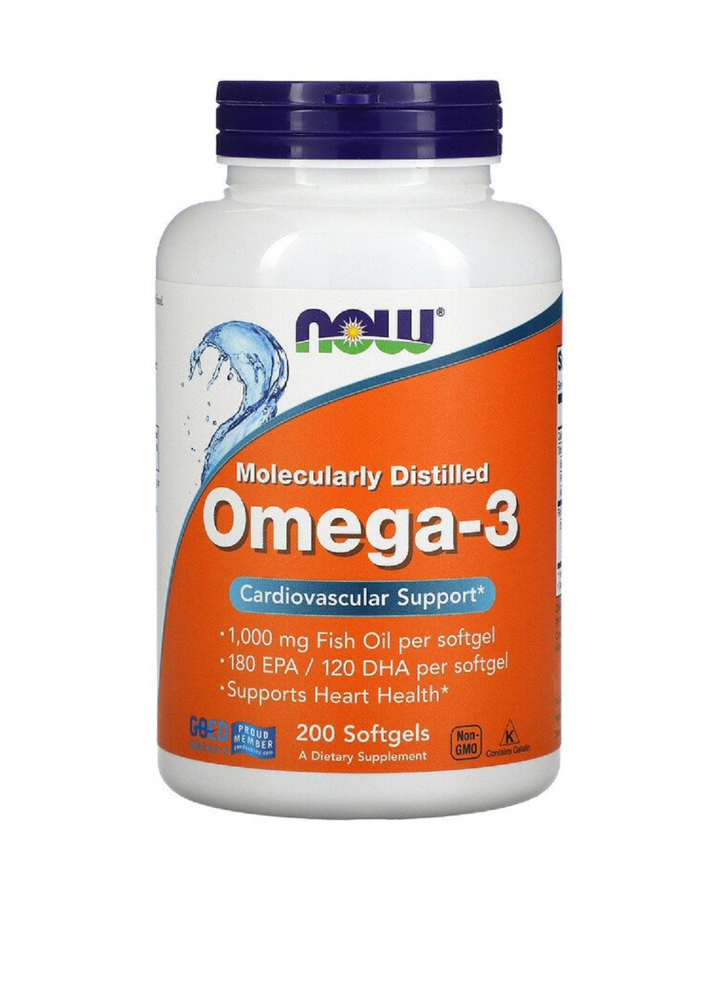Омега-3 (200 желатиновых капсул), 1000 мг Now Foods (251206181)
