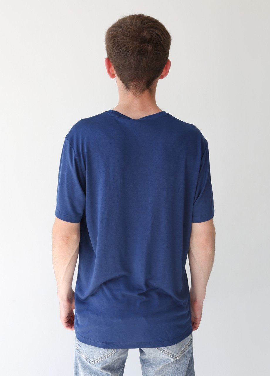 Синяя футболка мужская синяя тонкая прямая с коротким рукавом Weaver Прямая