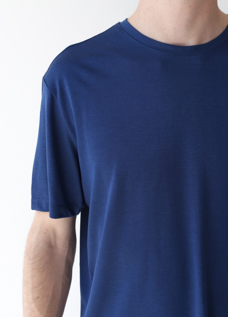 Синяя футболка мужская синяя тонкая прямая с коротким рукавом Weaver Прямая