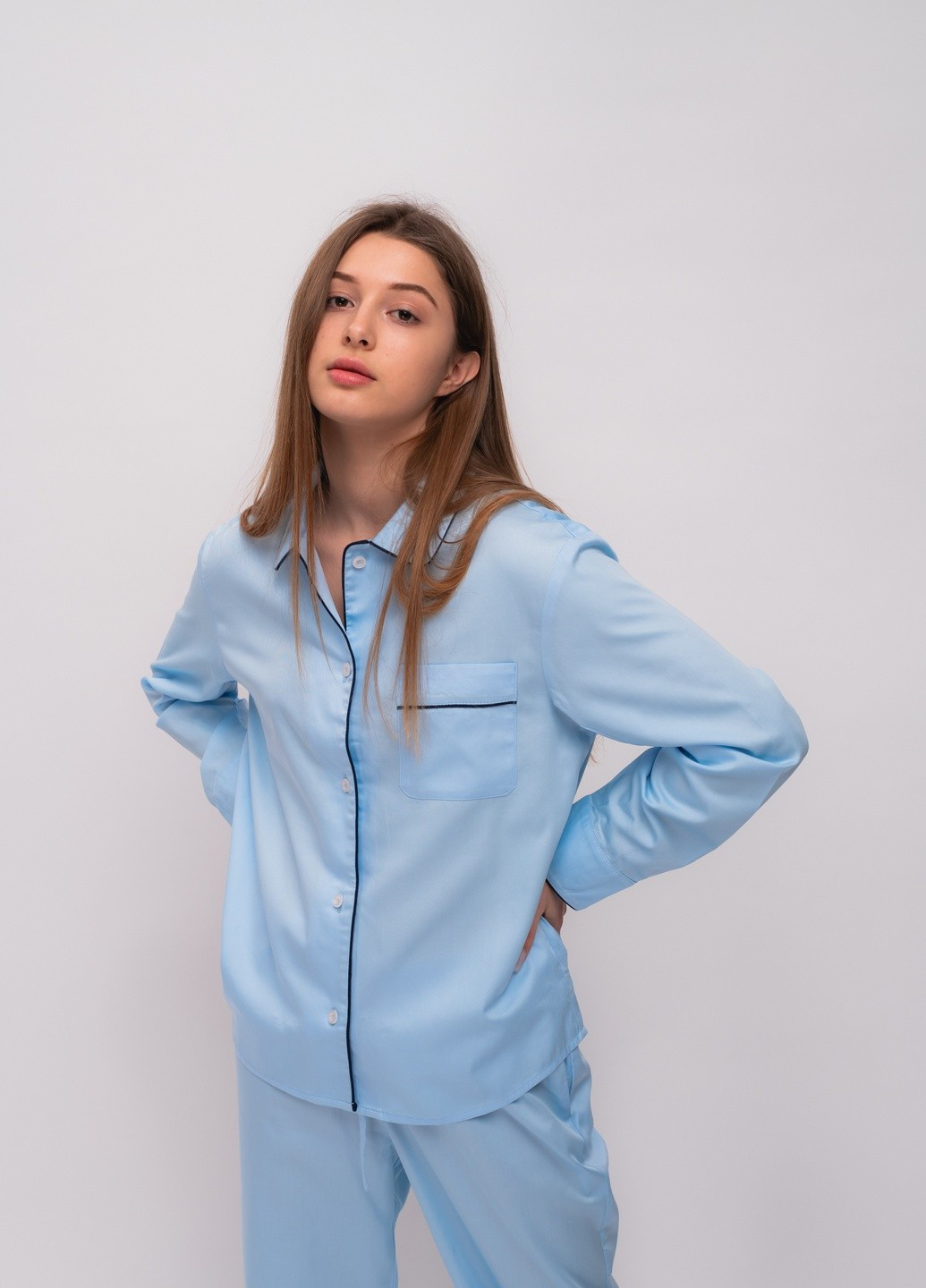 Голубая всесезон пижама рубашка + брюки MOONS English