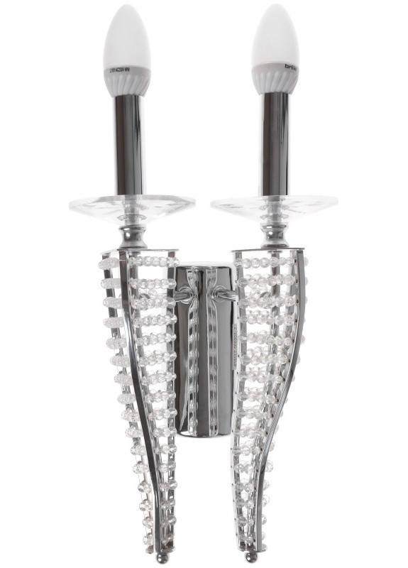 Бра настінне накладне у спальню кришталеве свічка BR-01 303W/2 Brille (253894604)