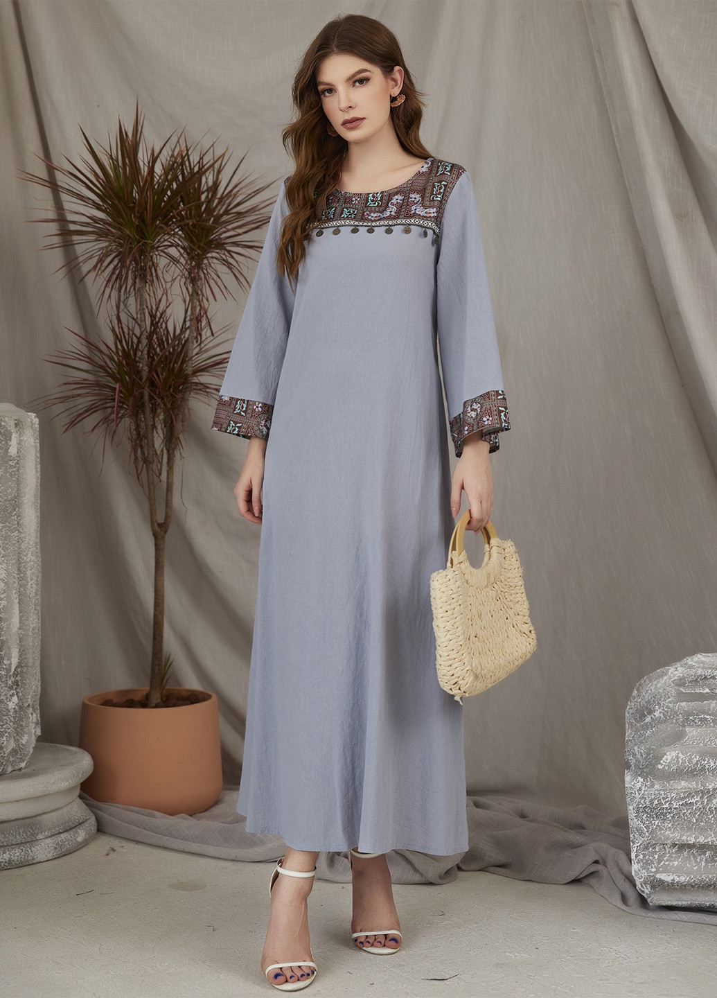 Сіра кежуал сукня кльош SHEIN з абстрактним візерунком