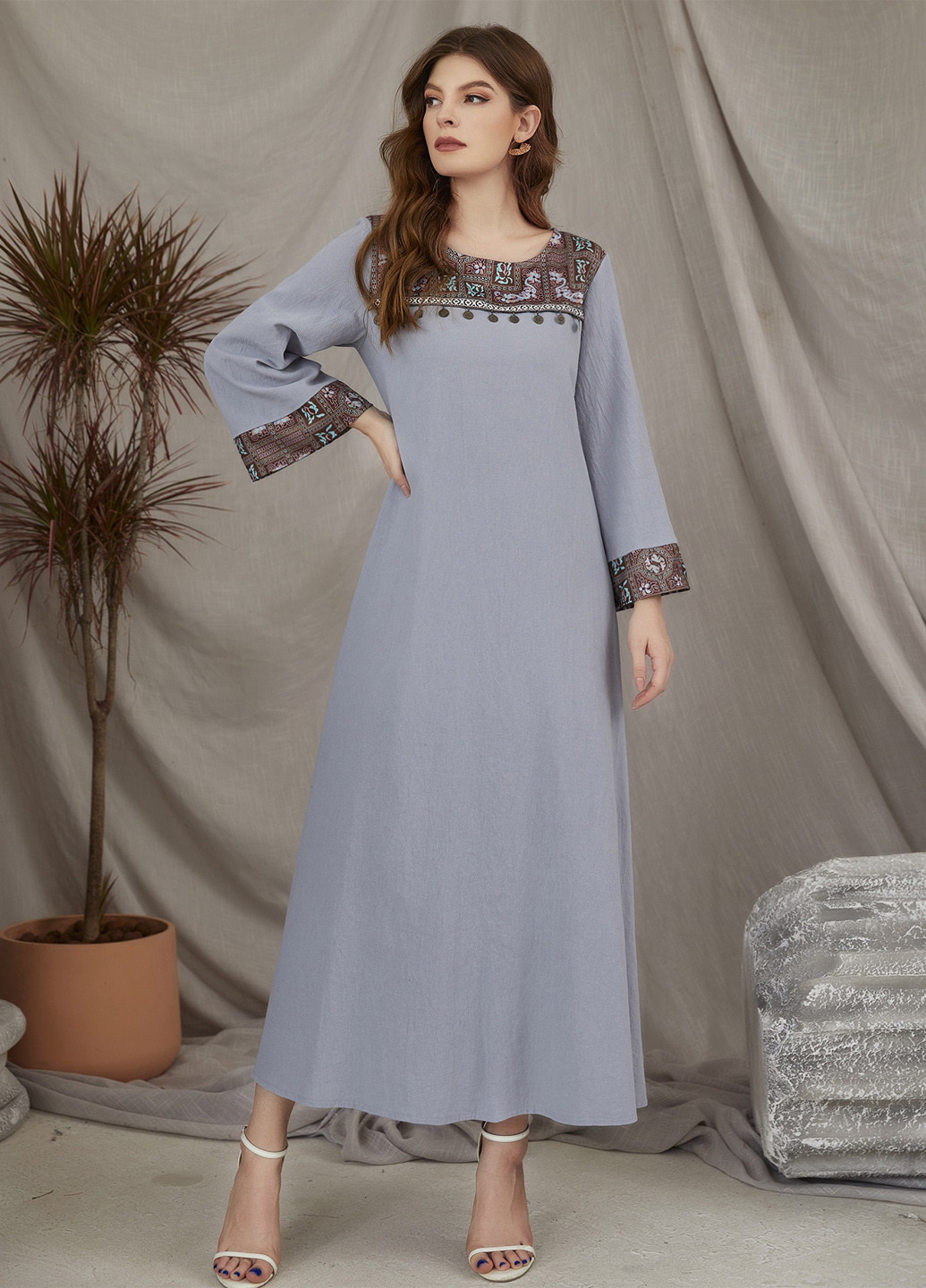 Сіра кежуал сукня кльош SHEIN з абстрактним візерунком