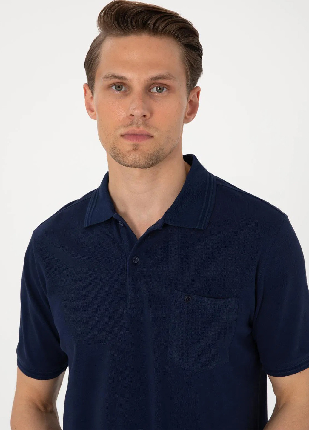 Темно-синяя футболка-поло для мужчин Pierre Cardin однотонная