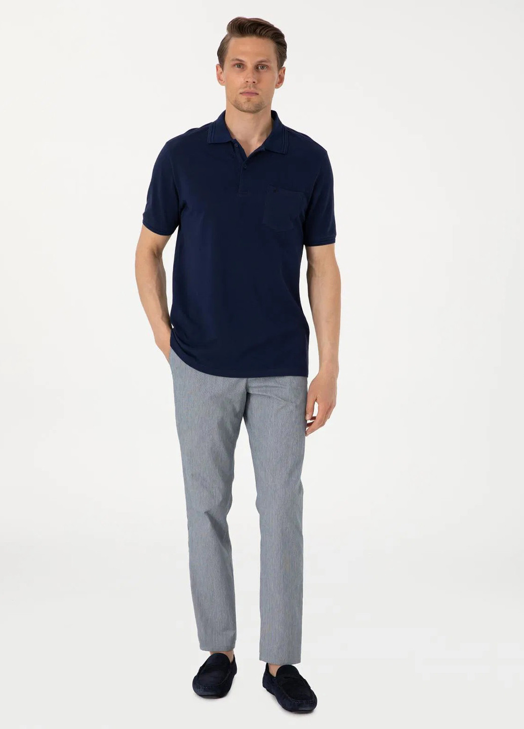 Темно-синяя футболка-поло для мужчин Pierre Cardin однотонная