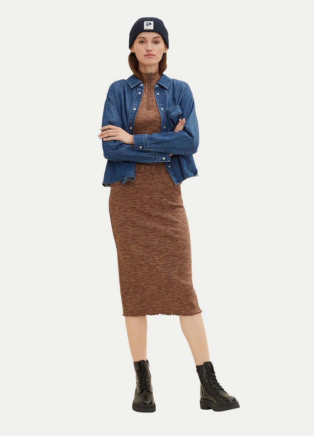 Коричневая кэжуал меланж юбка Tom Tailor карандаш