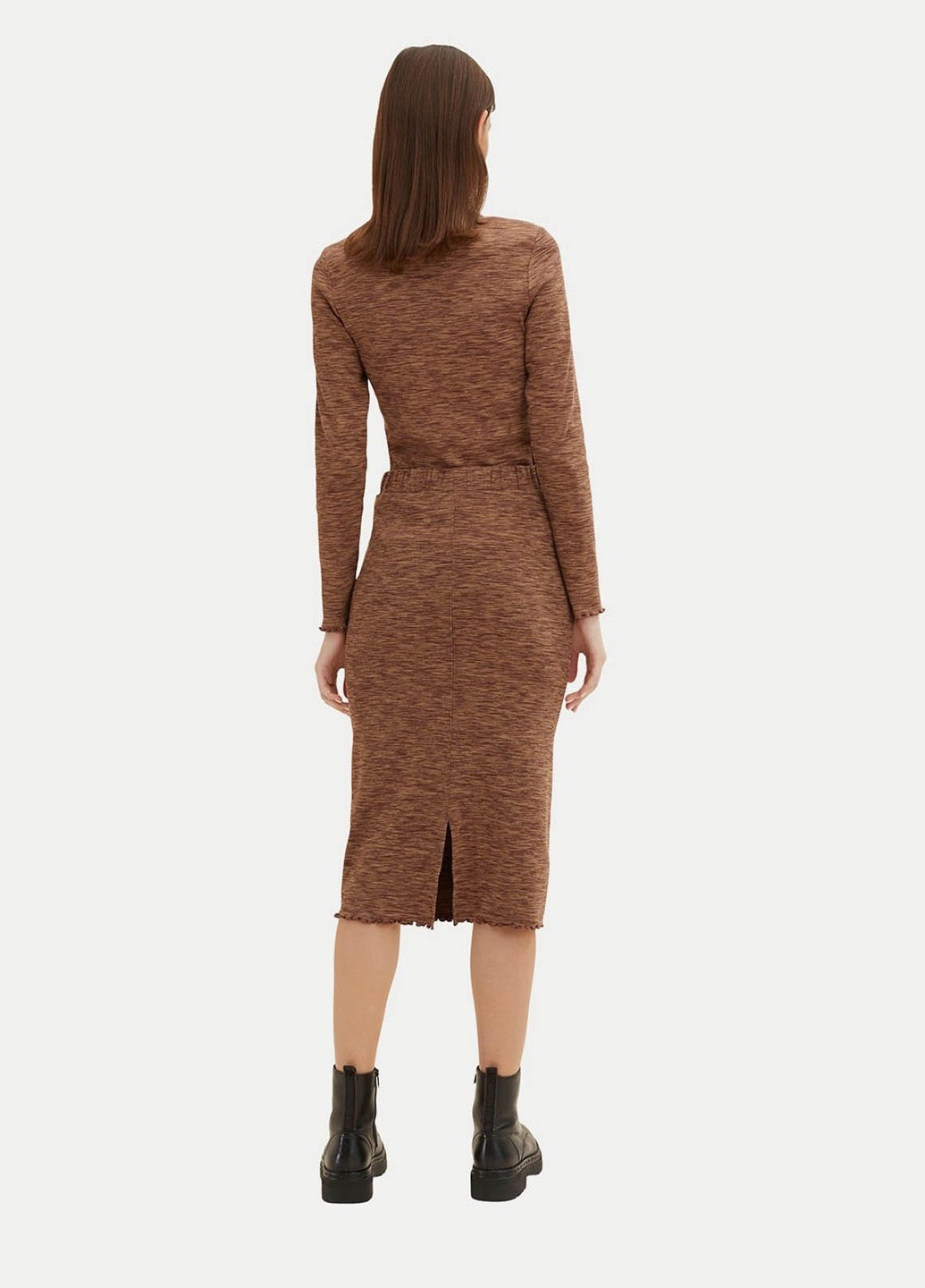 Коричневая кэжуал меланж юбка Tom Tailor карандаш