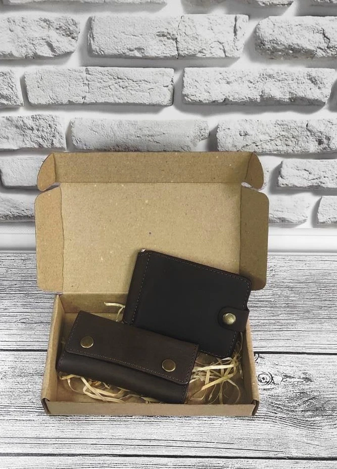Подарочный набор №5 (зажим + ключница) коричневый DNK Leather (253933670)