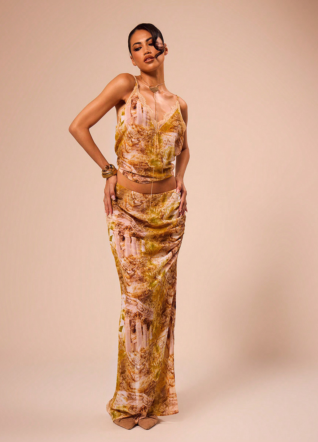 Разноцветная кэжуал с рисунком юбка SHEIN