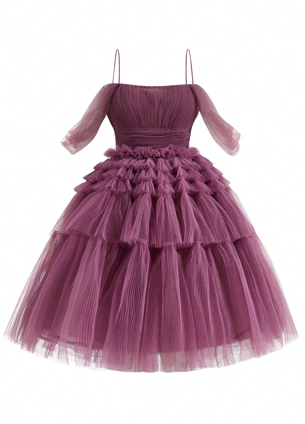 Фиолетовое коктейльное, праздничный платье бэби долл, клеш, с открытыми плечами SHEIN однотонное