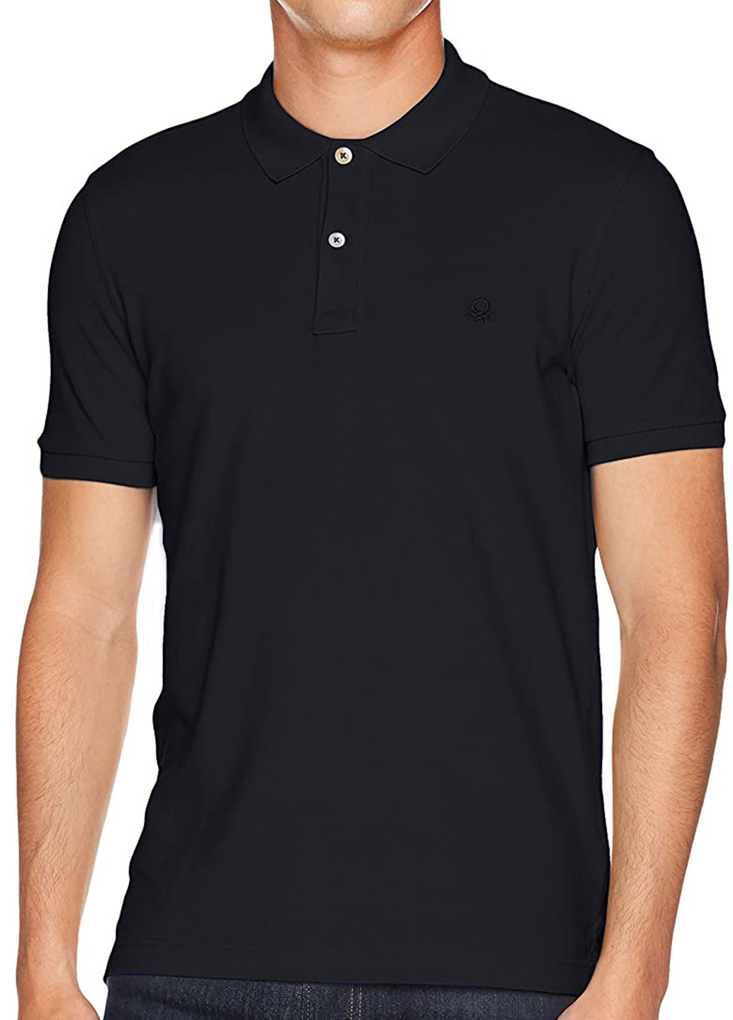 Черная футболка-поло для мужчин United Colors of Benetton однотонная