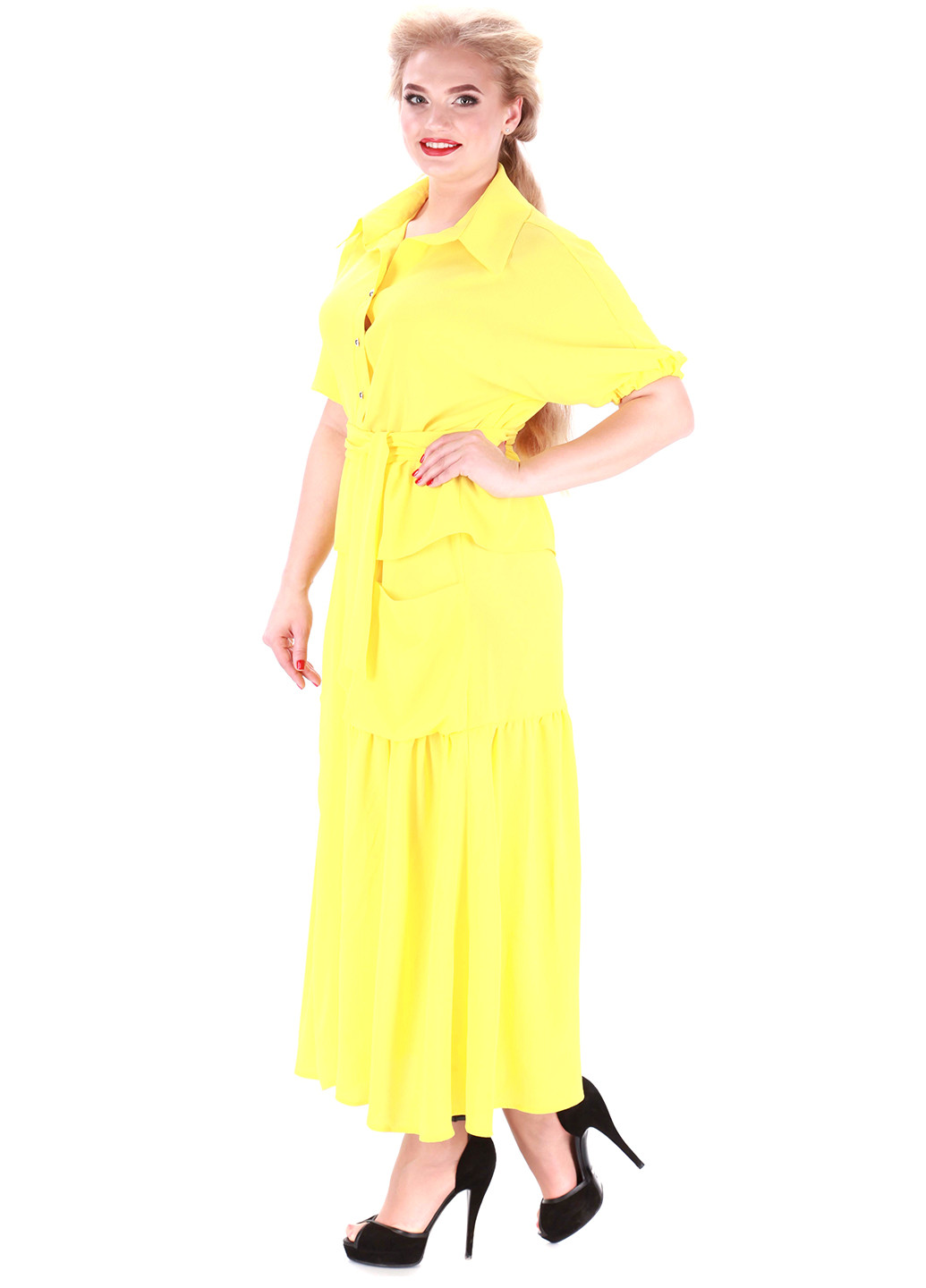 Костюм (блуза, спідниця) Alpama спідничний однотонний жовтий кежуал