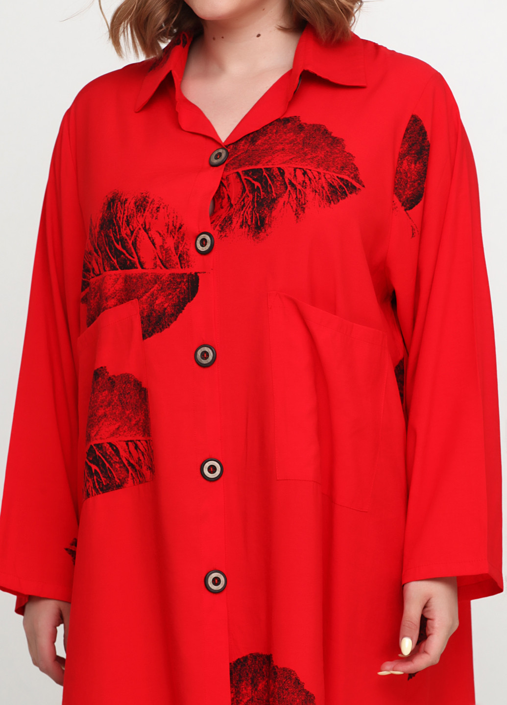 Красное кэжуал платье оверсайз Neslay с цветочным принтом