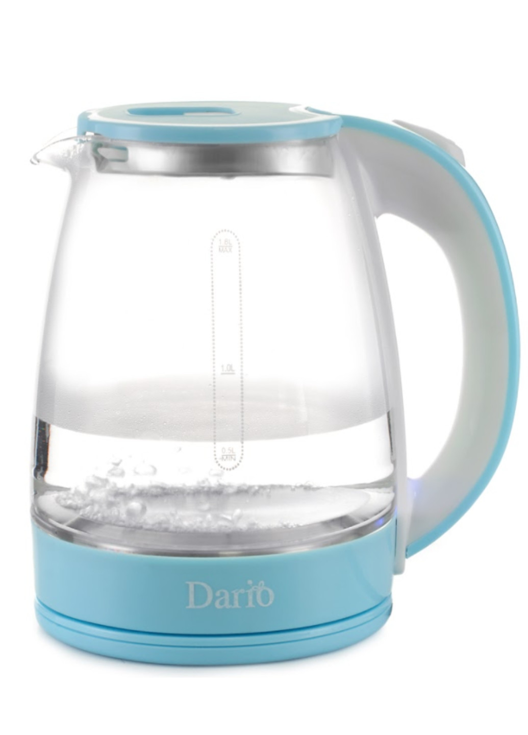 Чайник электрический DR1802, стекло, на 1,8 л Dario голубой
