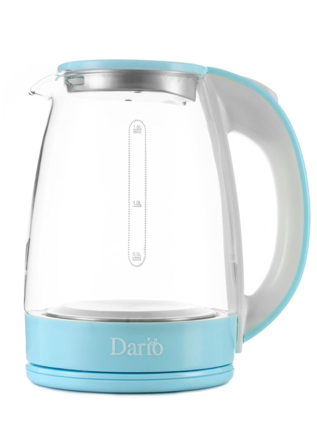 Чайник электрический DR1802, стекло, на 1,8 л Dario голубой
