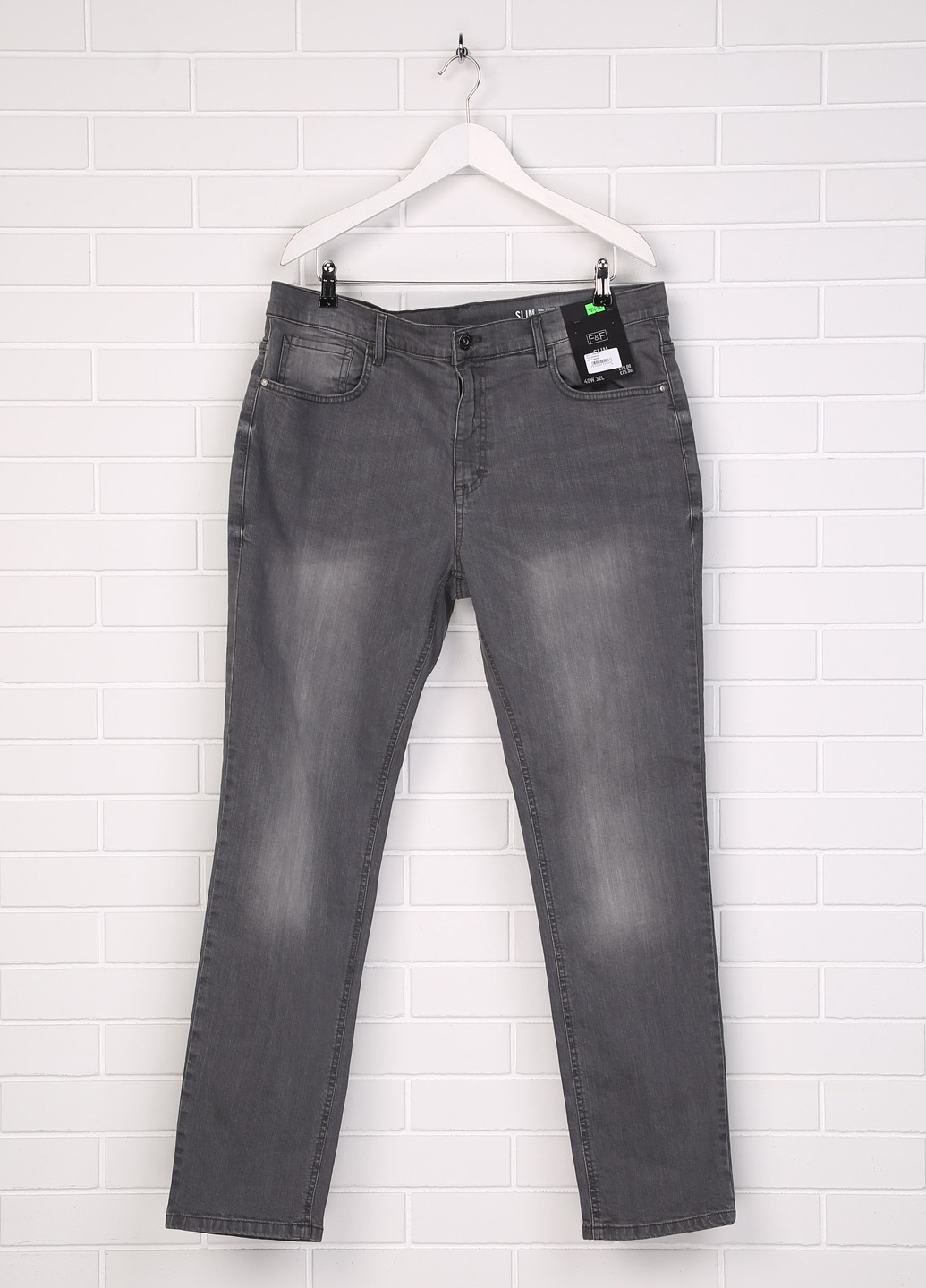 Темно-серые демисезонные со средней талией джинсы F&F
