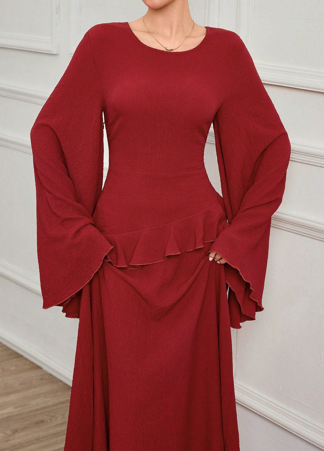 Вишнева вечірня, святковий сукня а-силует SHEIN однотонна