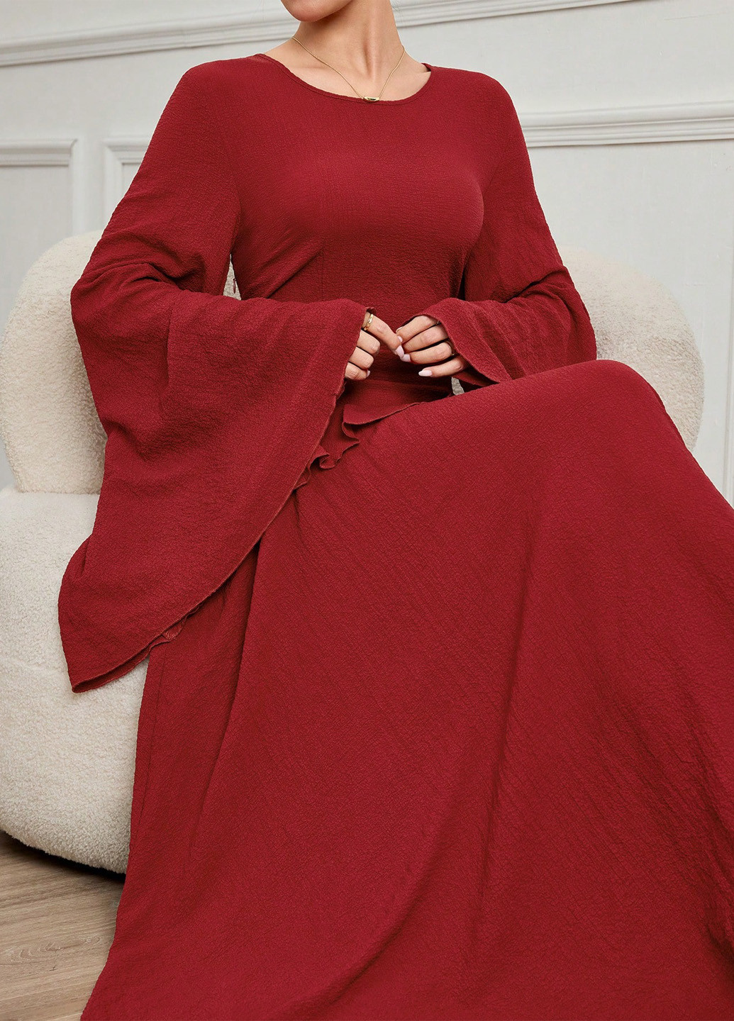 Вишнева вечірня, святковий сукня а-силует SHEIN однотонна