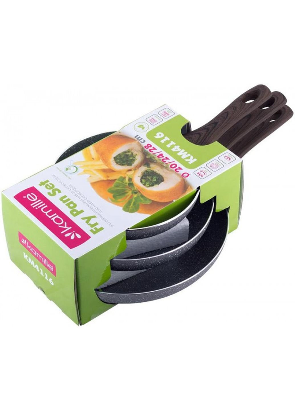 Набор сковород Gregers Grey Ø20см, Ø24см, Ø28см с антипригарным покрытием ILAG Kamille (253571343)