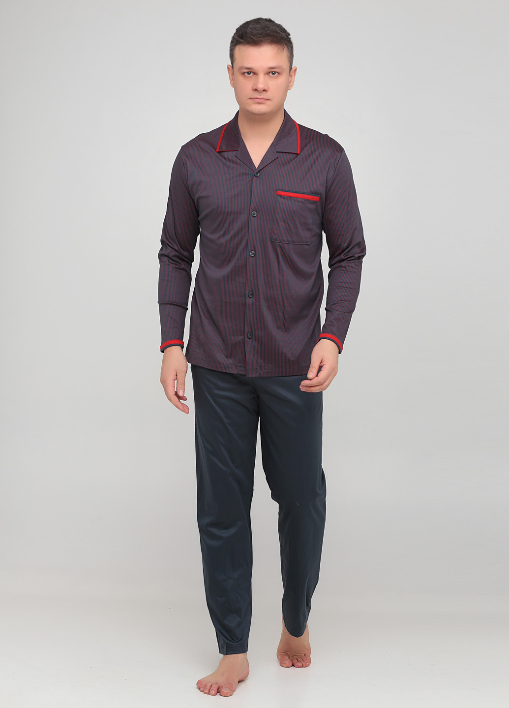 Піжама (сорочка, штани) Calida рубашка + брюки смужка комбінована домашня бавовна