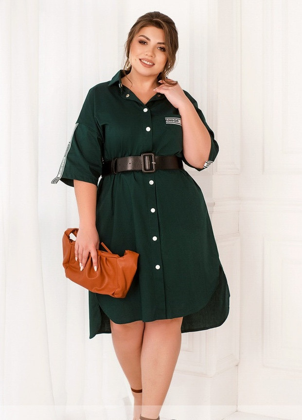 Темно-зеленое кэжуал платье женское Sofia с абстрактным узором