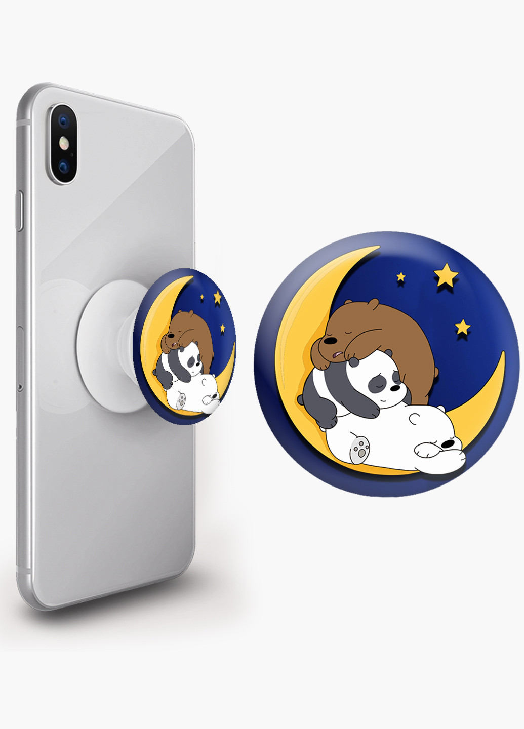 Попсокет (Popsockets) тримач для смартфону Вся правда про ведмедів (We Bare Bears) (8754-2894) Чорний MobiPrint (229014795)