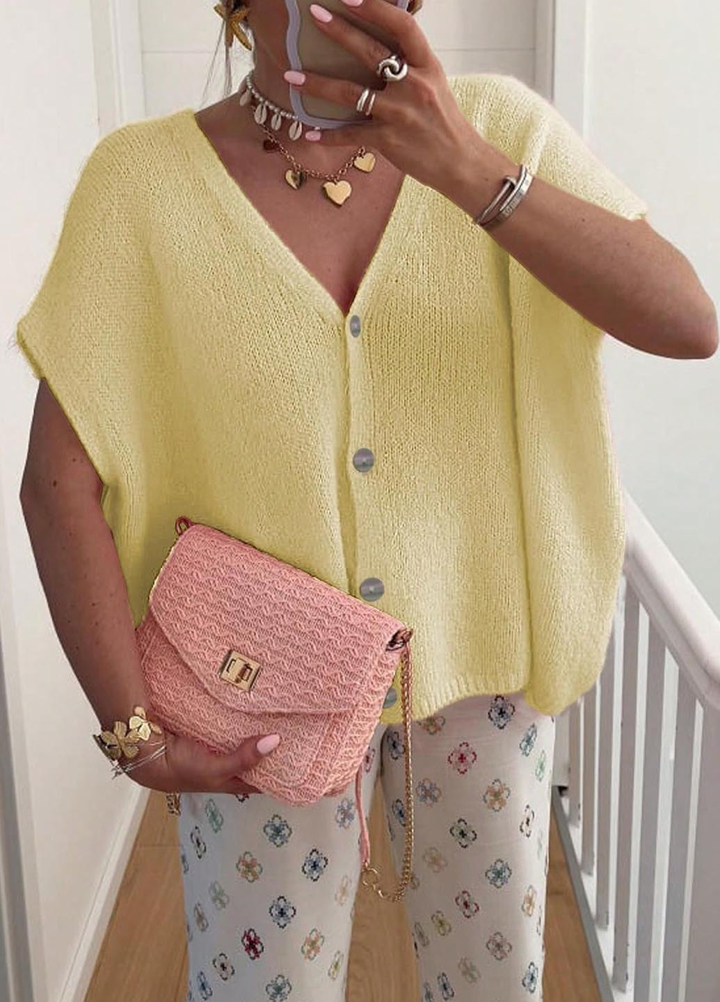 Желтый демисезонный кардиган SHEIN