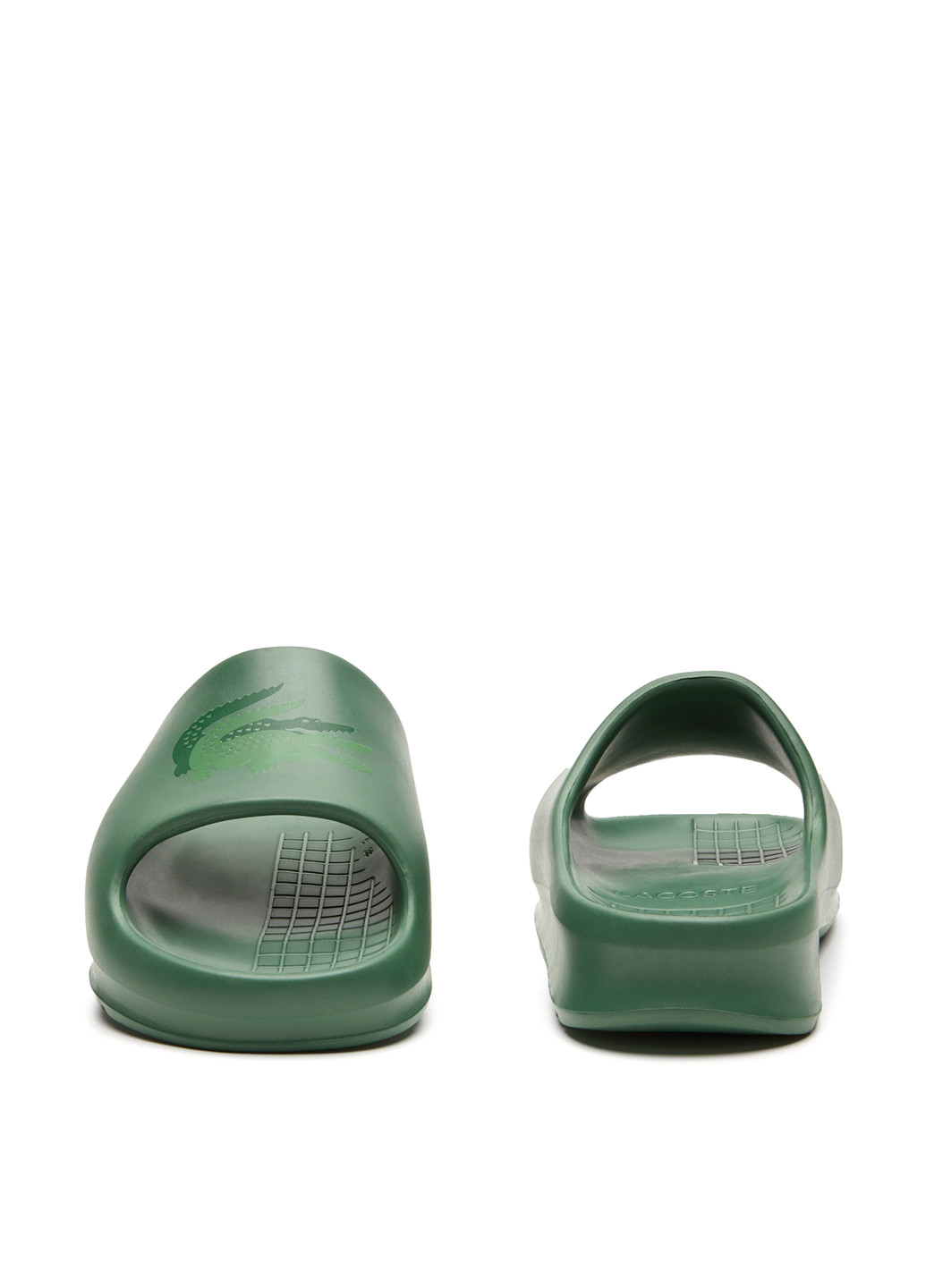 Зеленые шлепанцы Lacoste с логотипом