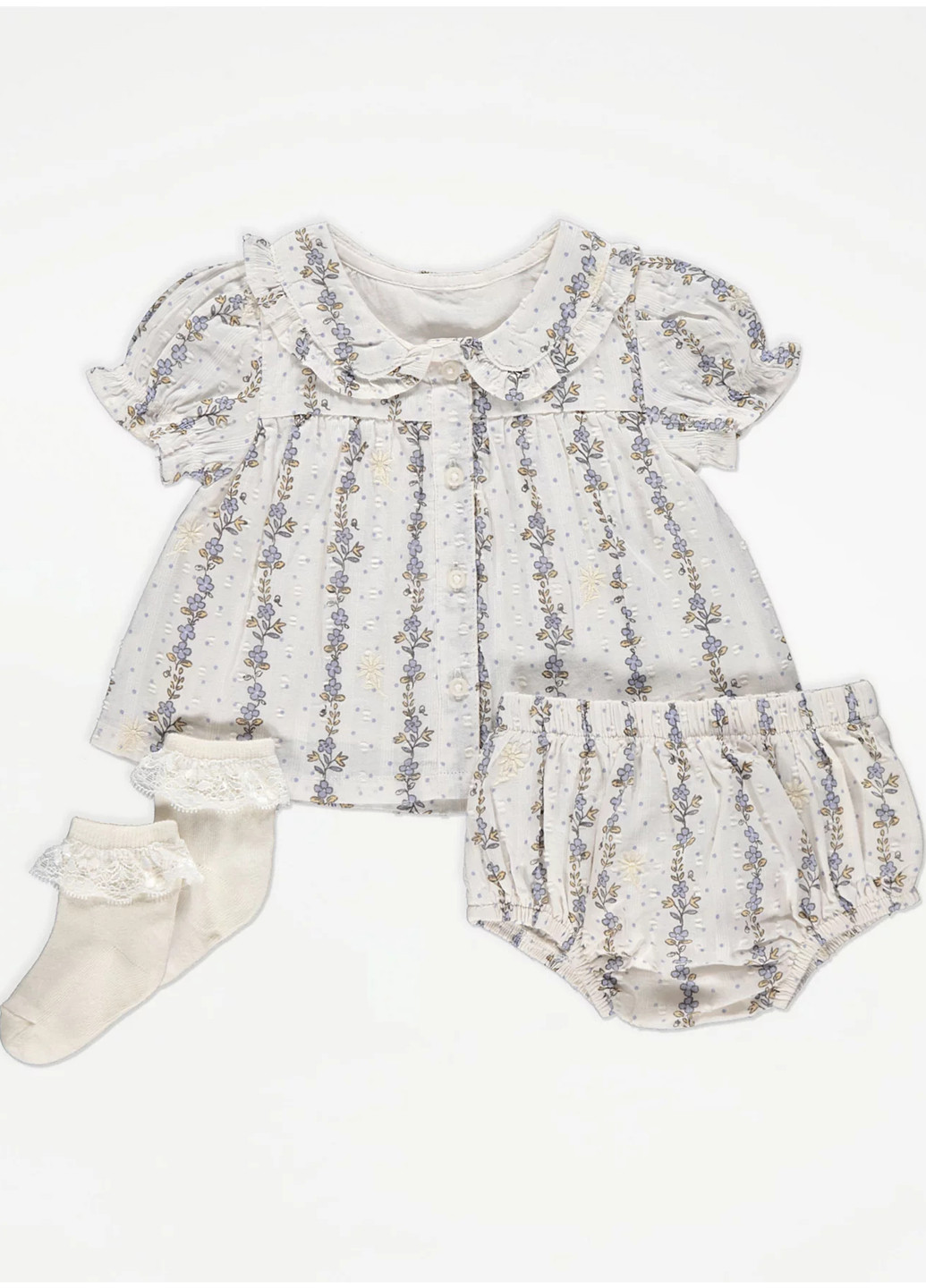 Белый летний комплект (платье, носки, трусики) George