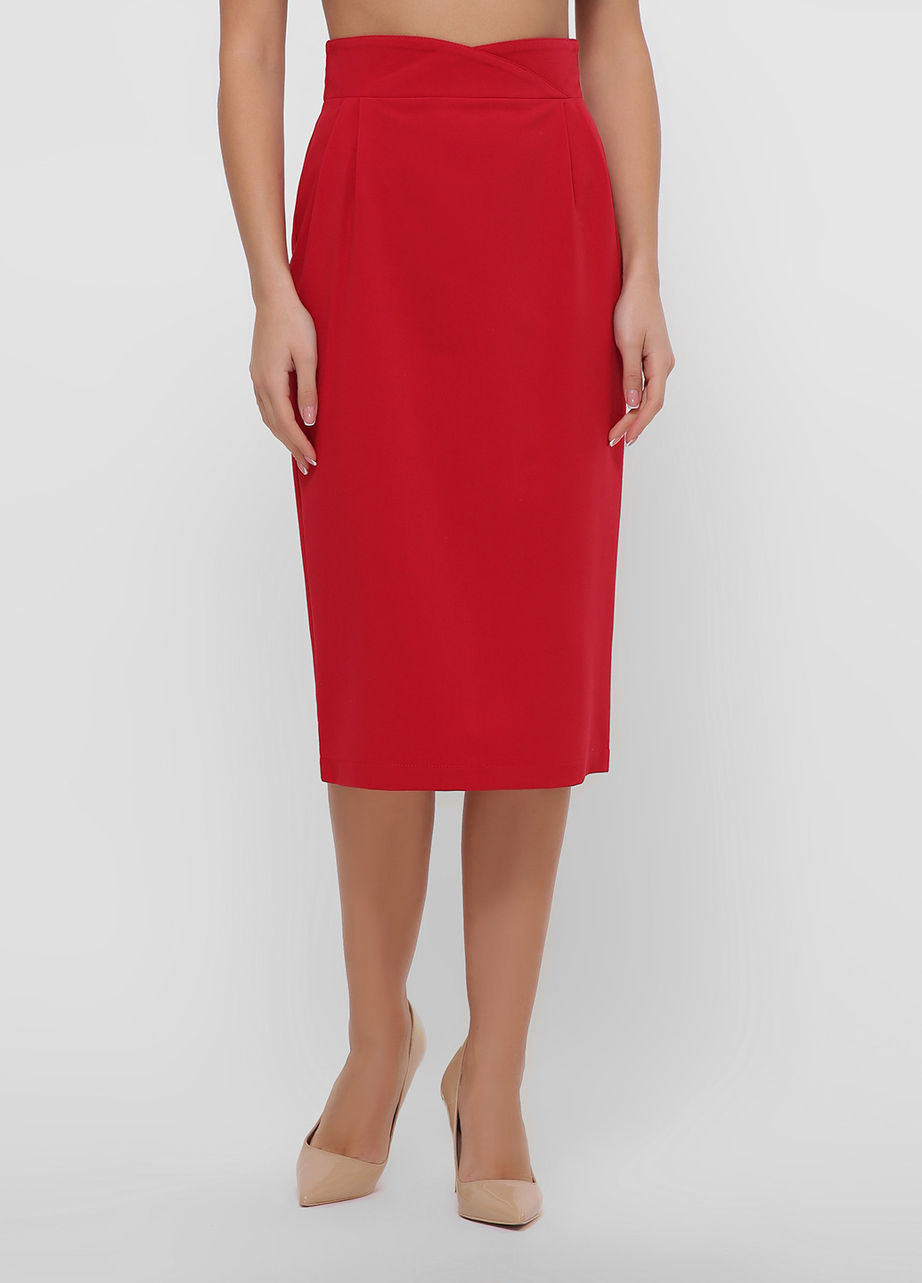 Красная кэжуал однотонная юбка Fashion Up карандаш