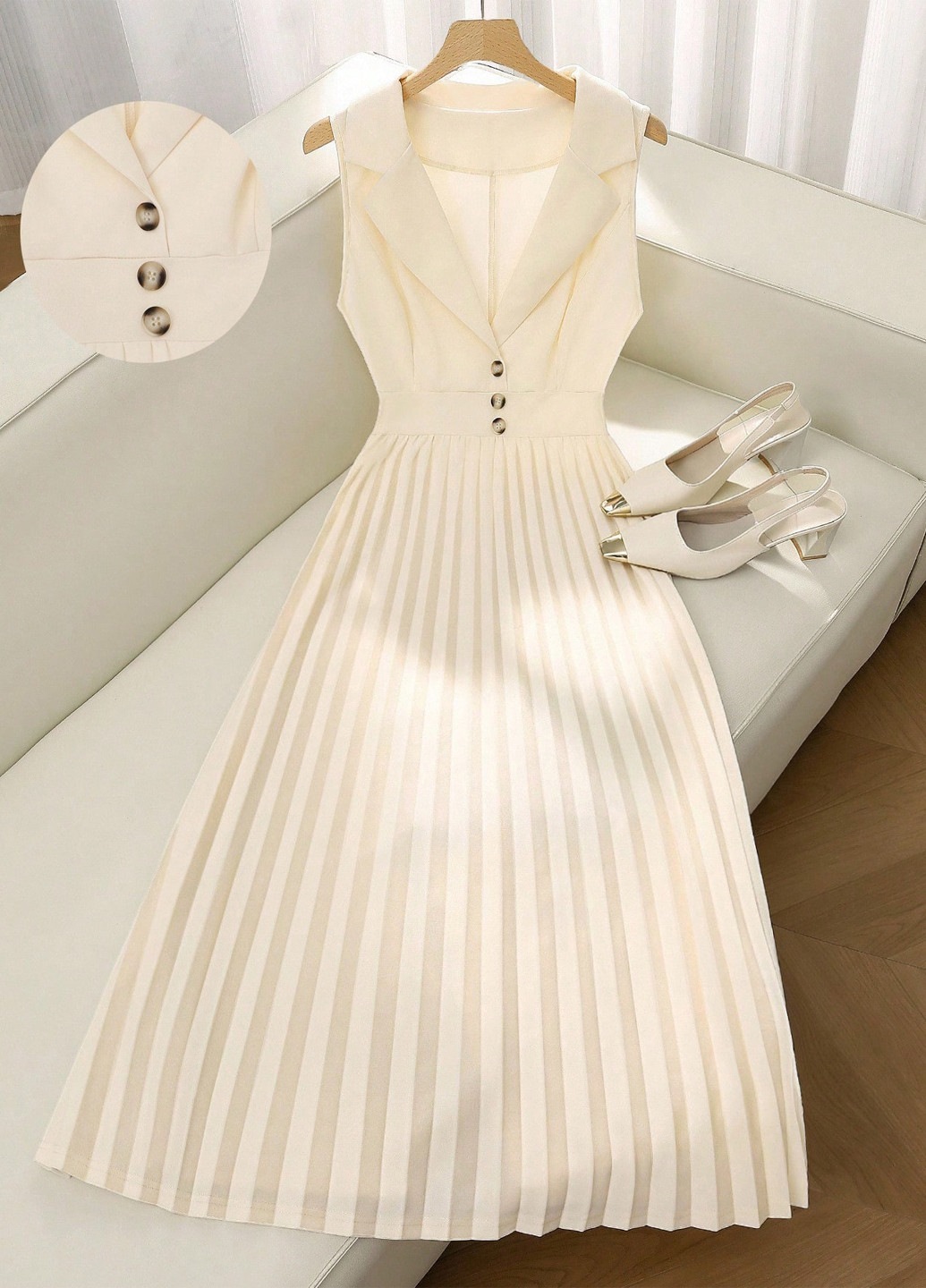 Бежевое праздничный, вечернее платье клеш SHEIN однотонное