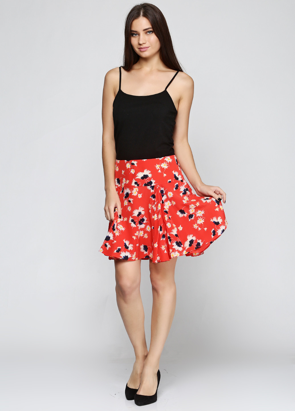 Красная кэжуал цветочной расцветки юбка Juicy Couture мини