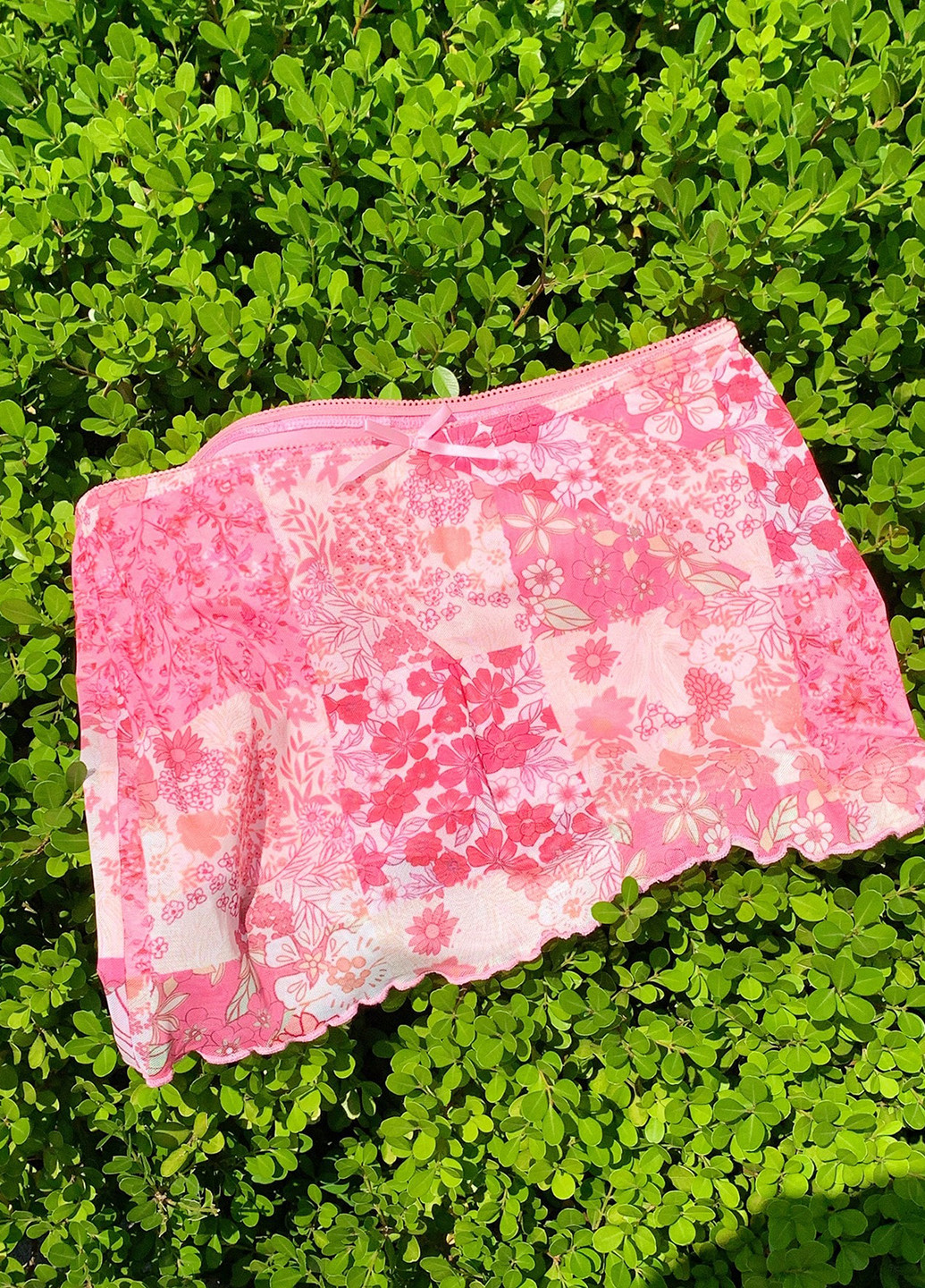 Розовая кэжуал цветочной расцветки юбка SHEIN а-силуэта (трапеция)