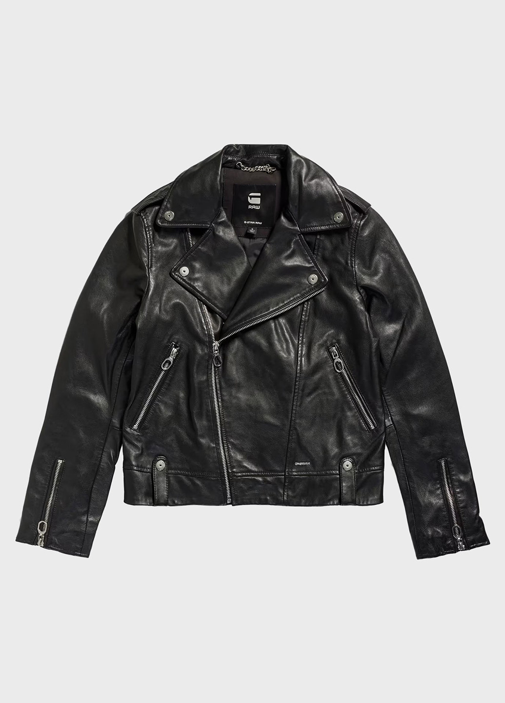 Чорна демісезонна куртка шкіряна косуха G-Star Raw