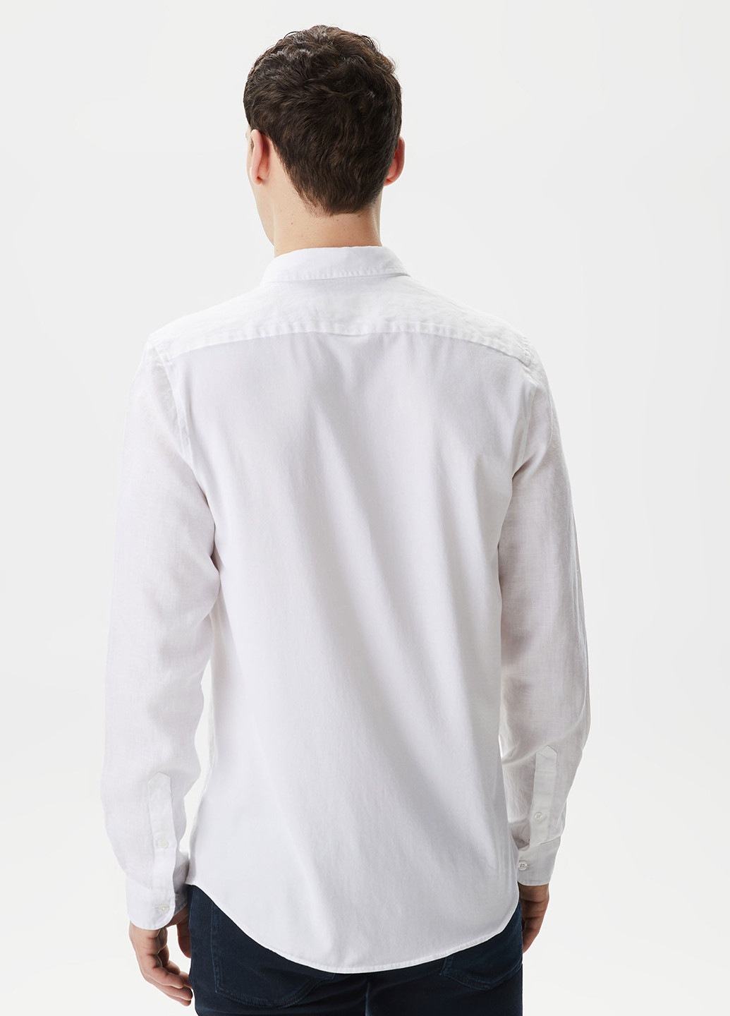 Белая кэжуал, классическая рубашка однотонная Lacoste