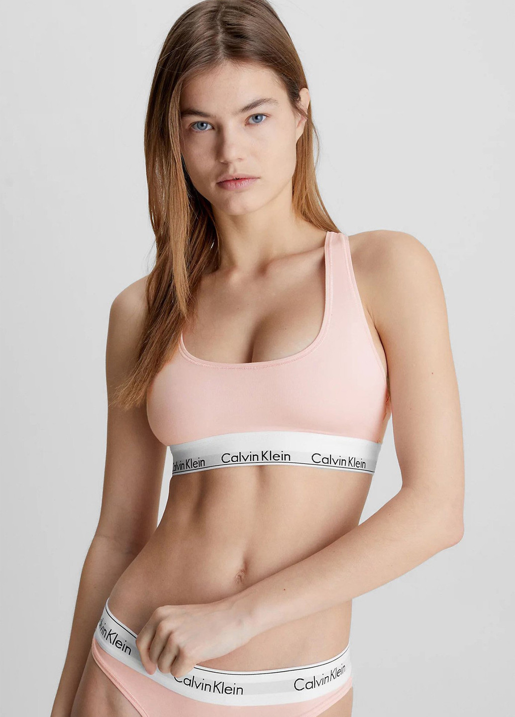 Розовый топ бюстгальтер Calvin Klein без косточек хлопок