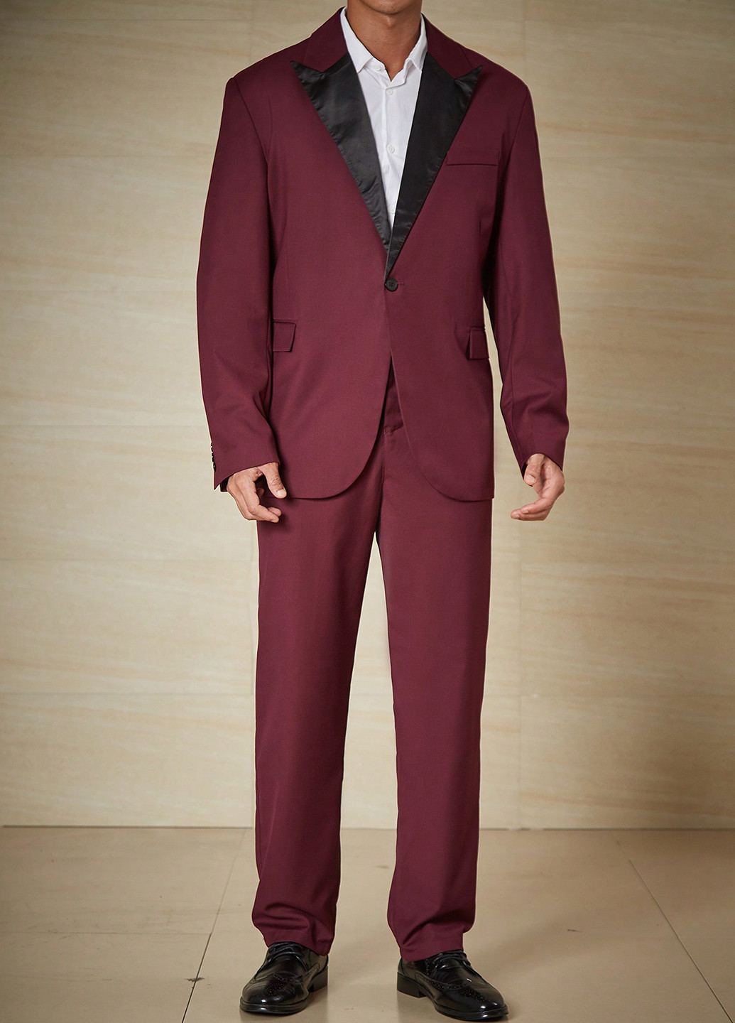 Бордовий демісезонний костюм (піджак, штани) брючний SHEIN