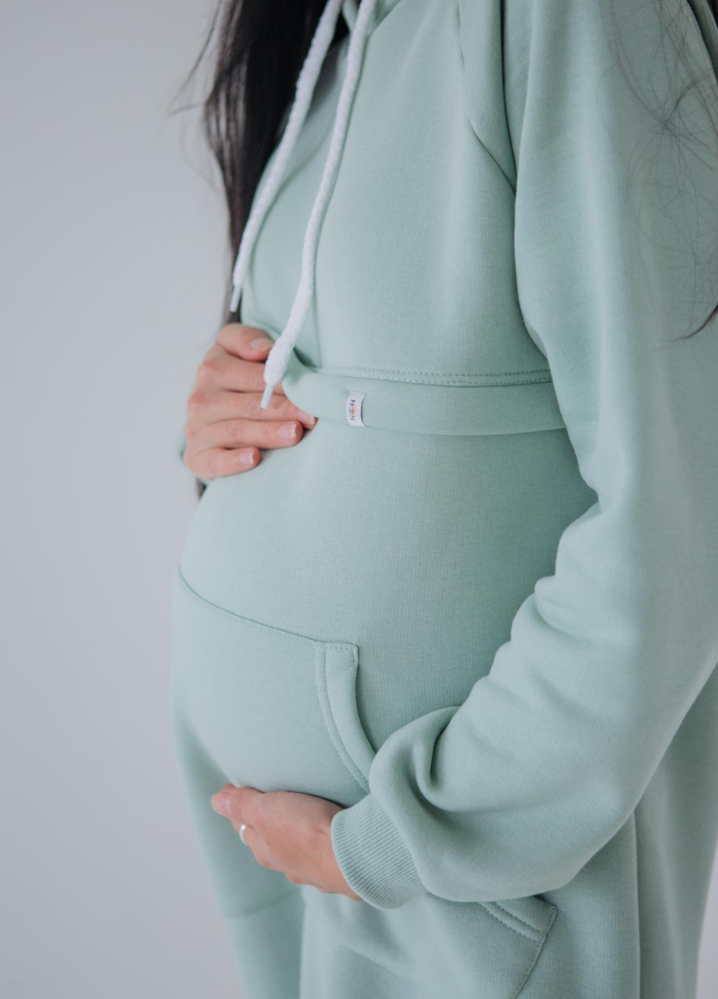Оливковое платье для беременных и секретом для кормления HN