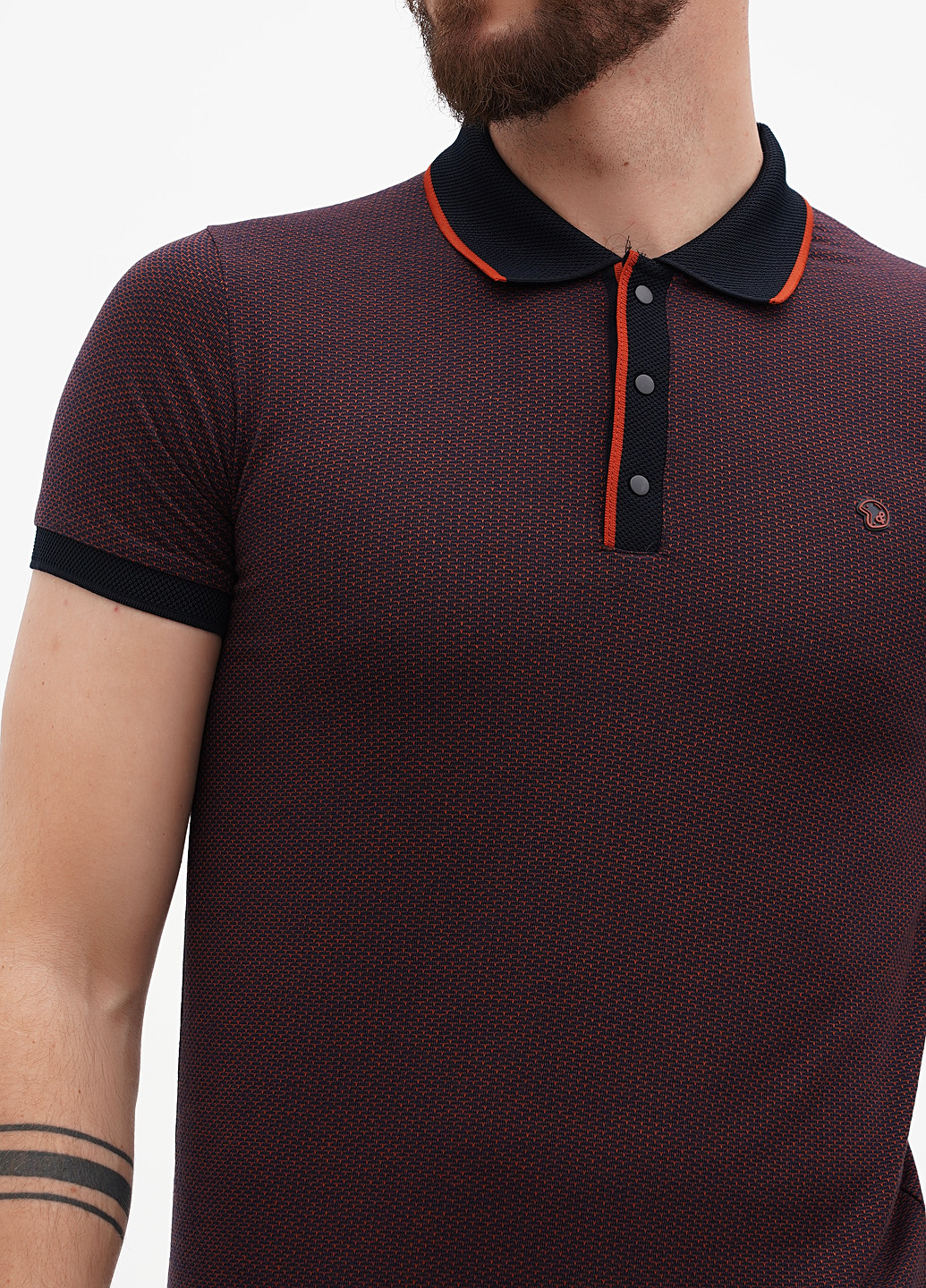 Бордовая футболка-поло для мужчин Benson & Cherry с геометрическим узором
