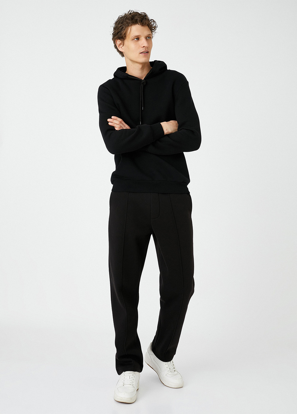 Черные спортивные демисезонные прямые брюки KOTON