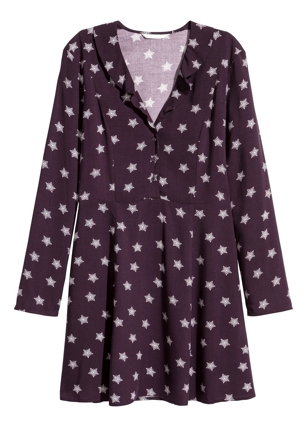 Темно-фиолетовое кэжуал платье клеш H&M звезды