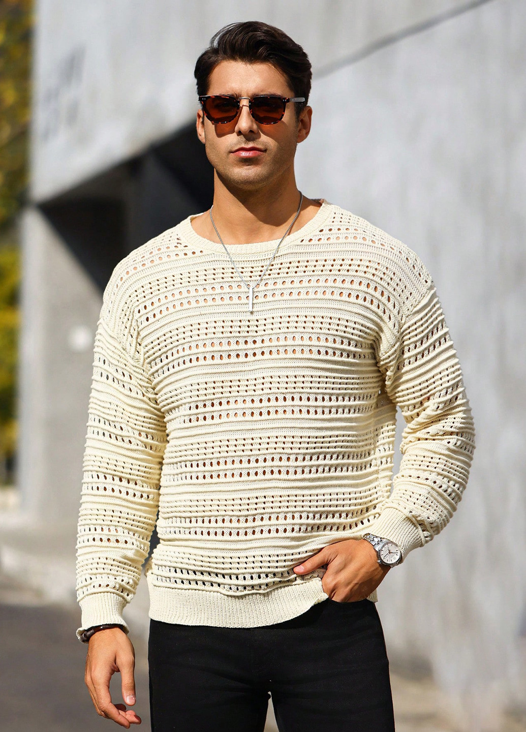 Світло-бежевий демісезонний джемпер джемпер SHEIN