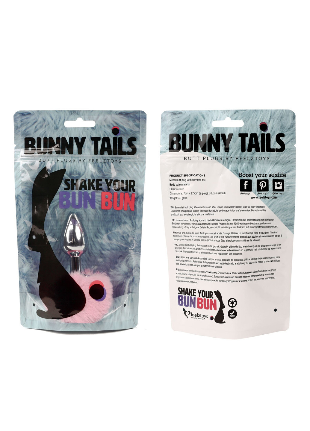 Анальна пробка - Bunny Tails Butt Plug Pink FeelzToys (252297598)