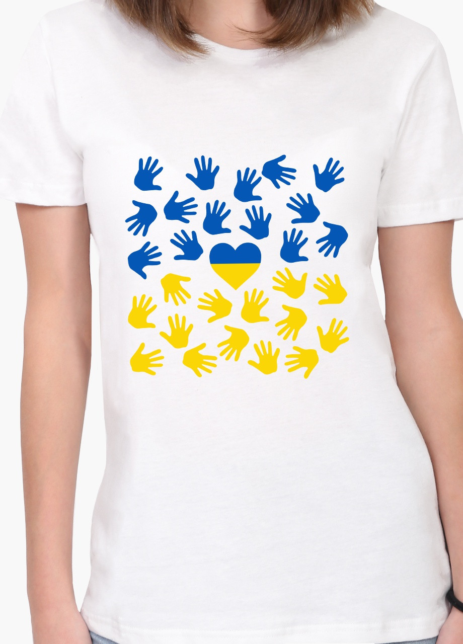 Біла демісезон футболка жіноча підтримую україну (stand with ukraine) білий (8976-3689) s MobiPrint
