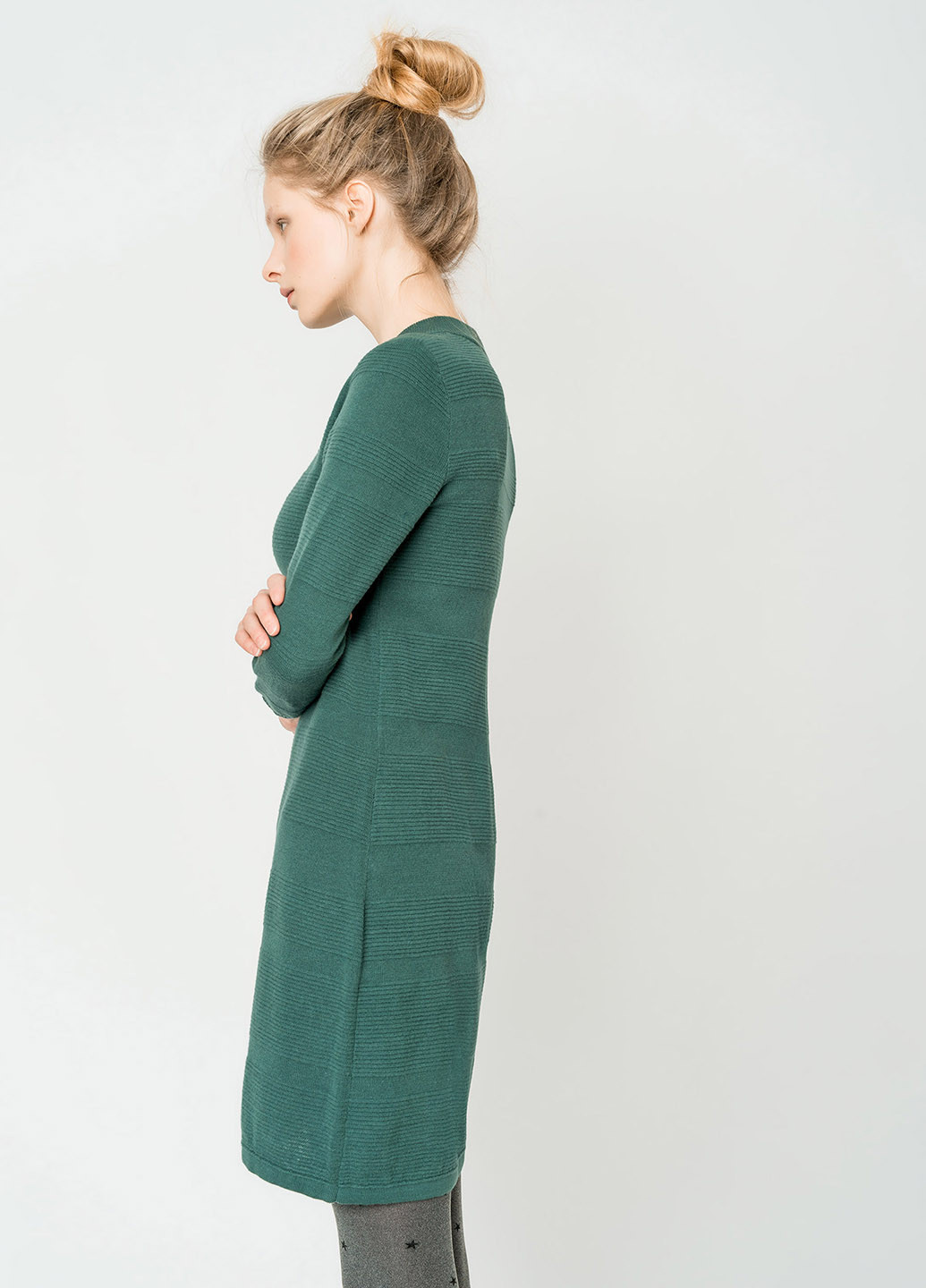 Зеленое кэжуал платье с длинным рукавом befree