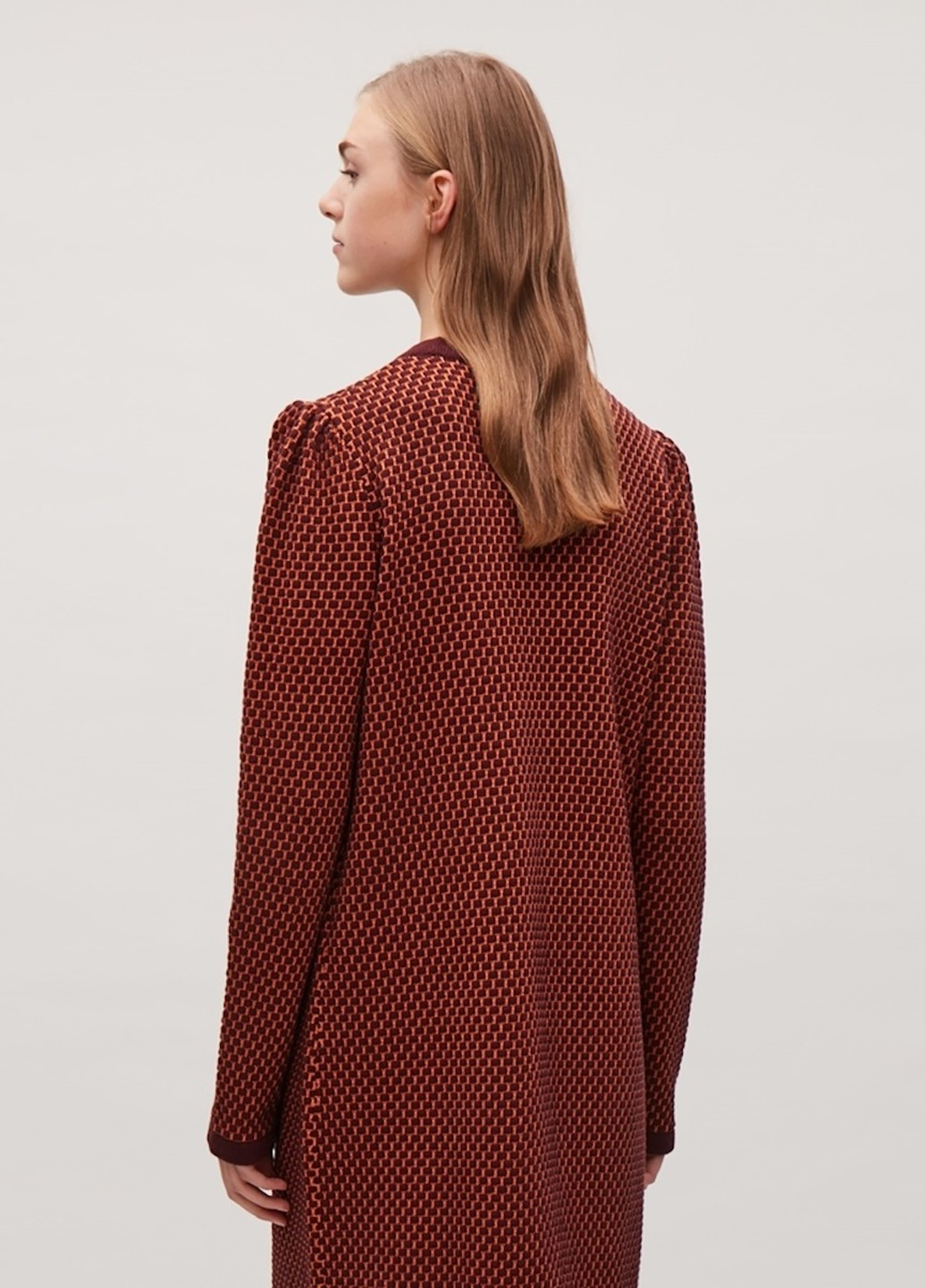 Бордовое кэжуал платье платье-свитер Cos с геометрическим узором