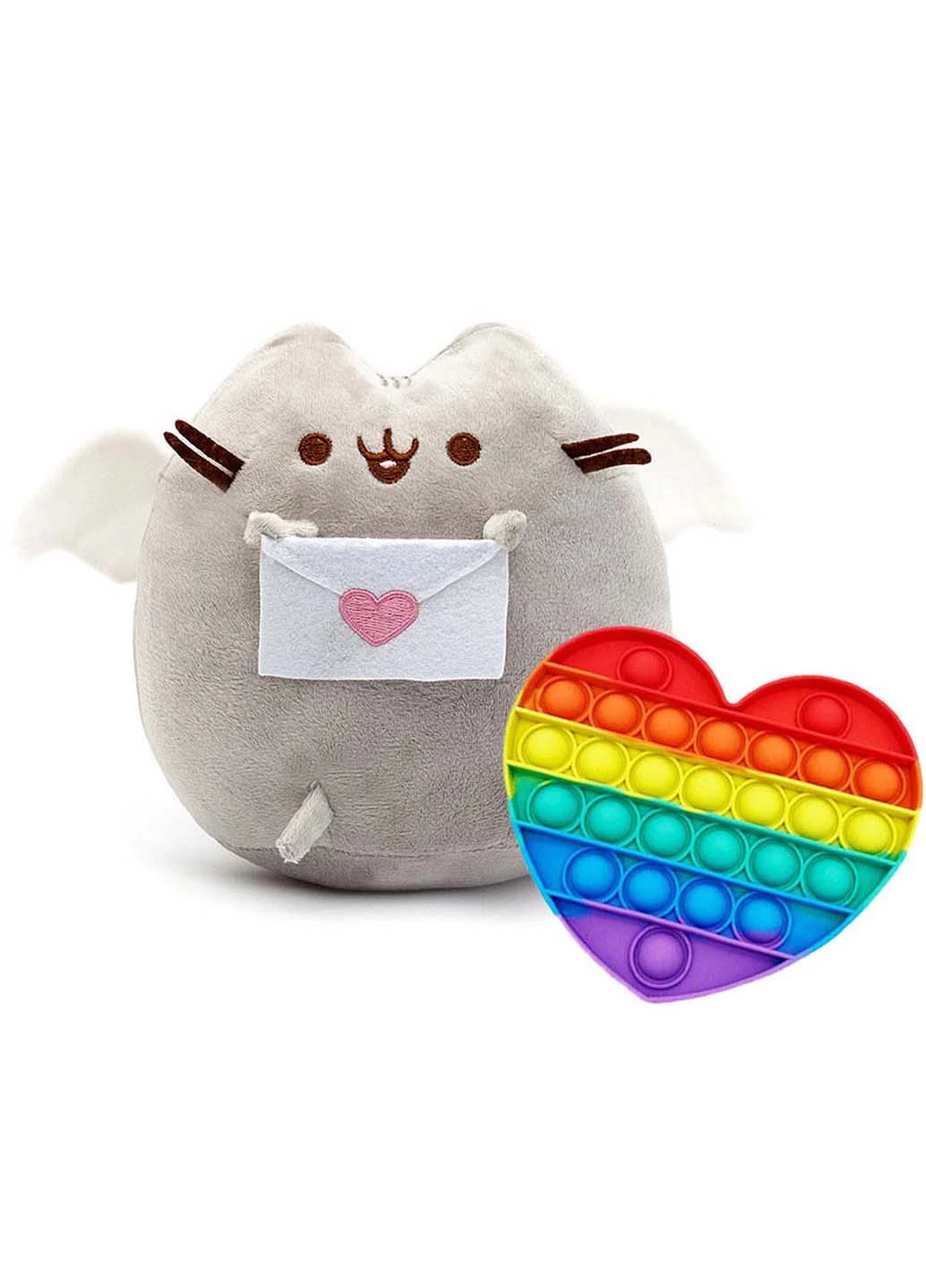 Набор мягкая игрушка кот с письмом Пушин кэт и игрушка антистресс Pop It сердечко 18х15х12 см S&T (256544103)
