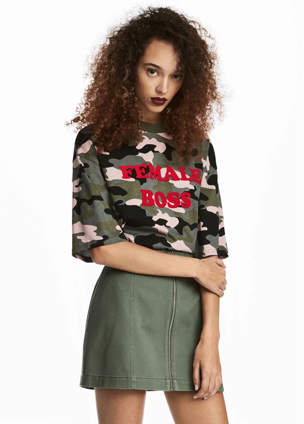 Оливковая (хаки) кэжуал юбка H&M мини