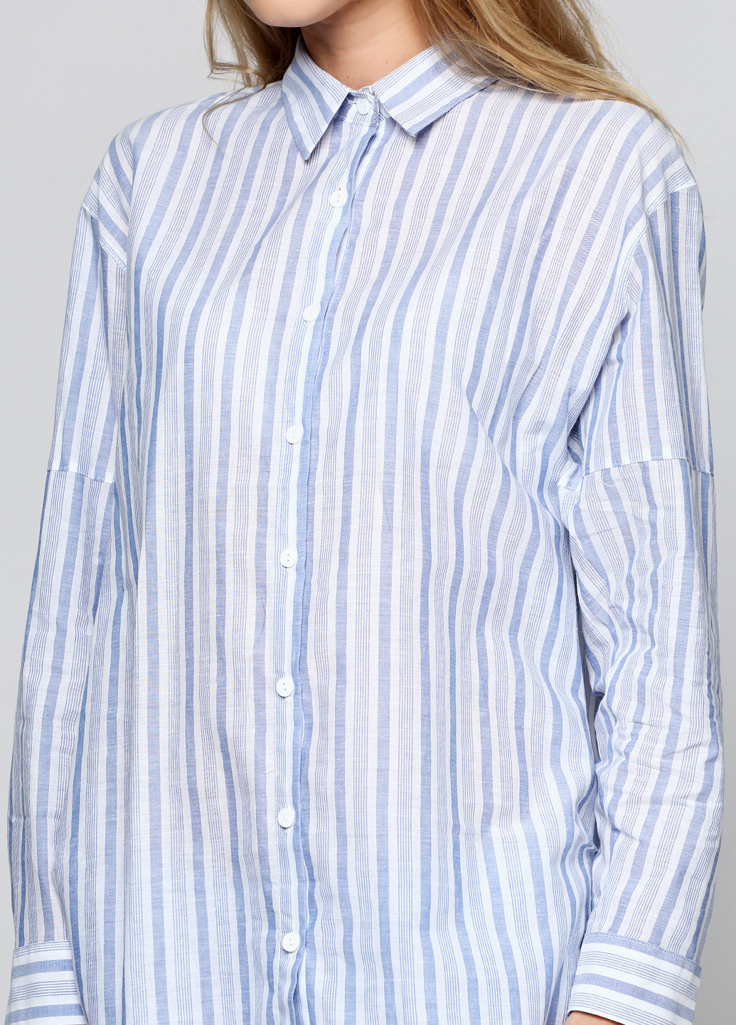 Голубой кэжуал рубашка в полоску Derin